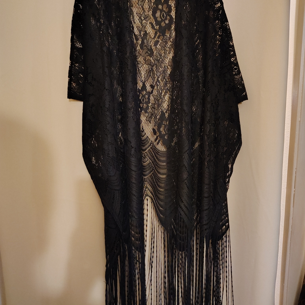 Elegant Black Lace Fringe Sweater